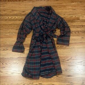 L.L. Bean Red and Gray Plaid Bathrobe Size XL - New Without Tags